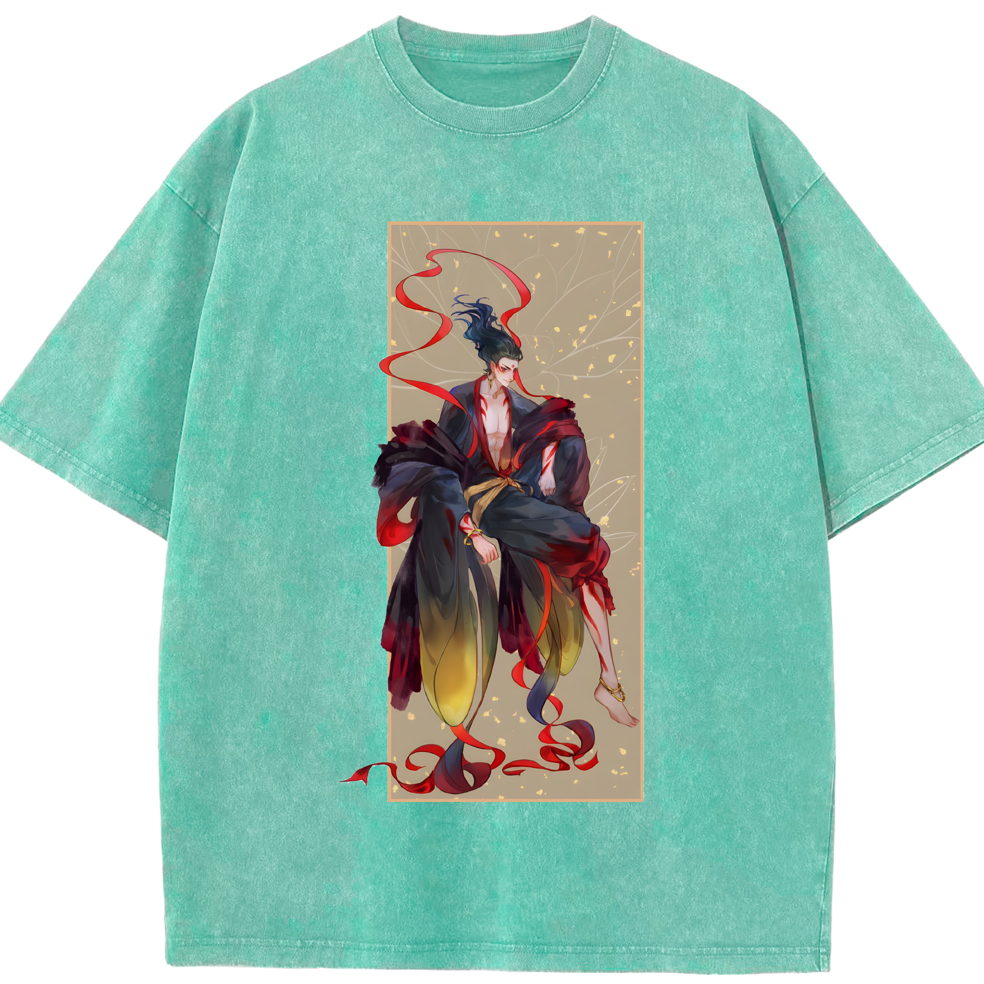 （画像用） Ne Zha 2 ナタ 魔童の大暴れ 綿100% ヴィンテージ風 半袖Tシャツ（フロントプリント）